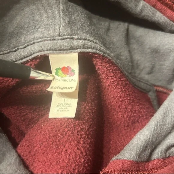Vintage Camp Concern Burgundy Hoodie, Size Large - Picture 5 of 5